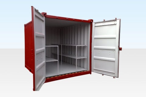 Stacked shipping containers