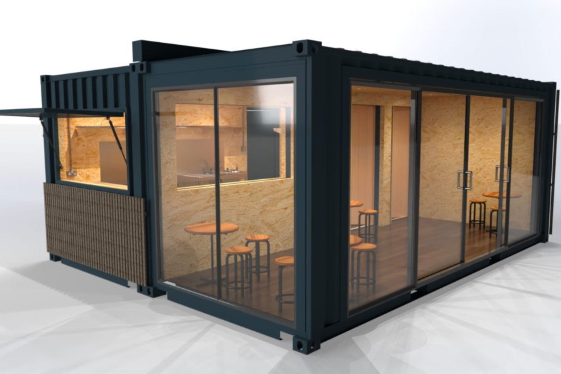 Stacked shipping containers