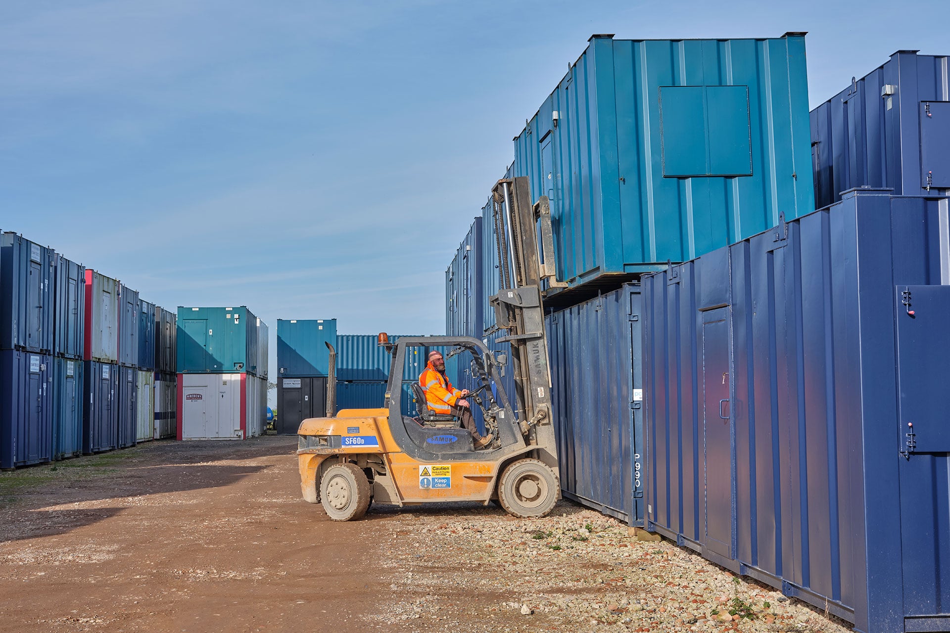 Stacked shipping containers