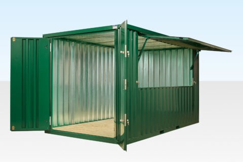 Stacked shipping containers