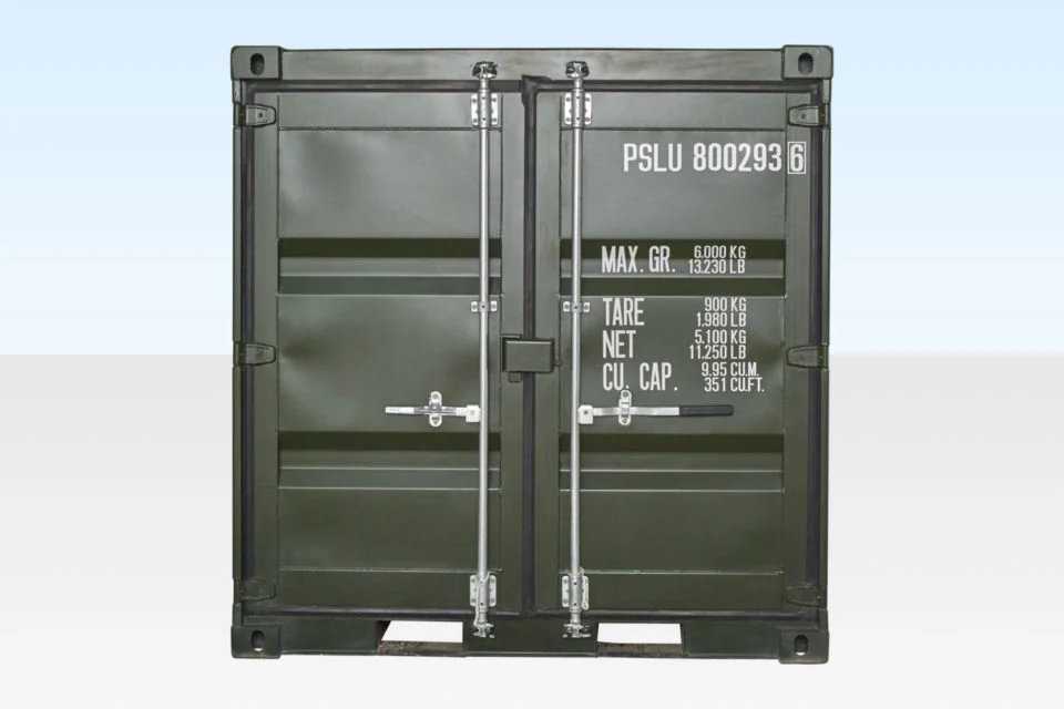 8ft One Trip Shipping Container Green (RAL 6007)