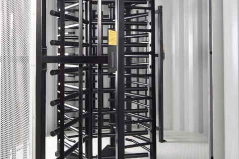 Stacked shipping containers